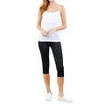 thumbnail image 2 of Juniors Solid Plain Adjustable Spaghetti Strap Layering Cropped Camisole Tank Top (White, L), 2 of 4