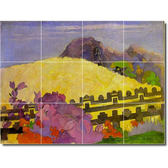 Ceramic Tile Mural-Paul Gauguin Country Painting 278. 17" w x 12.75" h using (12) 4.25 x 4.25 ceramic tiles