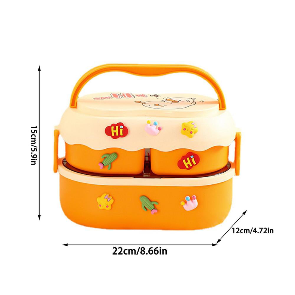Tohuu Lunch Box Containers Double Layer Cute Lunch Box With Cutlery Kids Microwave  Safe Lunch Box Portable Stackable Food Container Lunch Boxes With Stickers  For Daycare ideal 