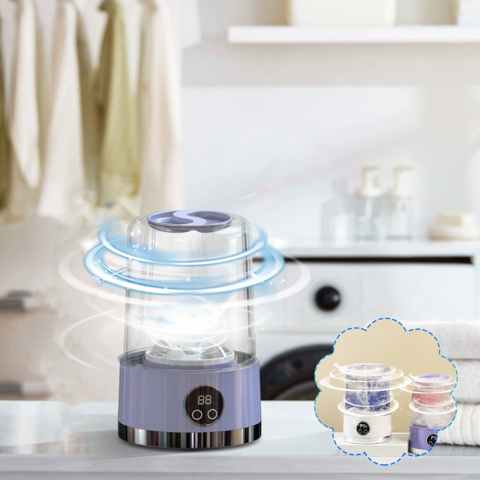 Portable 1L mini washing machine with 2 washing programs