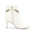 thumbnail image 3 of BLISSFUL STEP Women's Chain Pointy Toe Side Zipper Stiletto Heel Ankle Boots Cream 8, 3 of 7