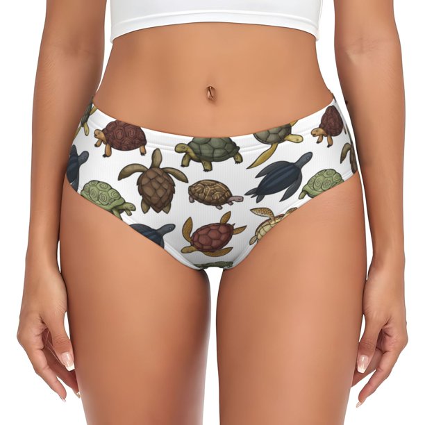 Balery Various Turtle Ropa Interior de Algodón para Mujer con Dibujo – Braguitas Cómodas y Elásticas, Estilo Clásico-X-Small