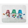 thumbnail image 1 of Snowman Bath Mat, Print of 3 Happy Snow Elements in Striped Scarfs Mittens and Buckets on Head, Plush Bathroom Decor Mat with Non Slip Backing, 29.5" X 17.5", Multicolor, by Ambesonne, 1 of 2