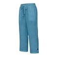 thumbnail image 7 of Nestiefly Cotton Linen Capri Pants for Women Loose Straight Leg Drawstring Elastic Waist Cropped Pant Casual Summer Clothes Blue 2XL, 7 of 7