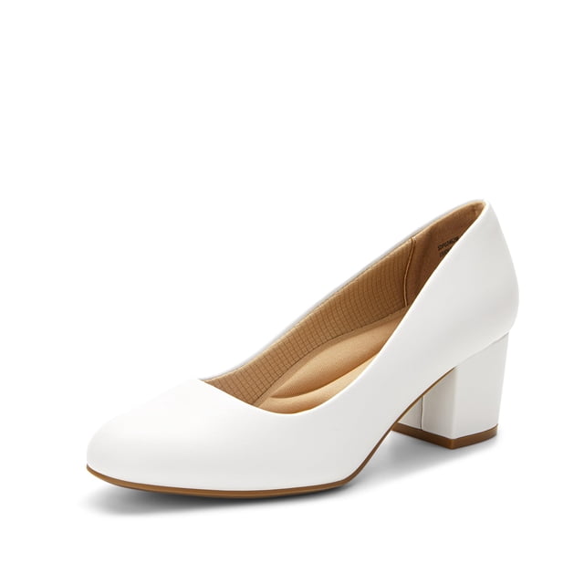 Zapatos de Tacón Bajo con Tacón Grueso para Mujer DREAM PAIRS Blanco Talla 6