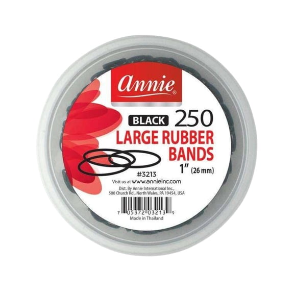 Annie Large Rubber Bands 1" | 250 Count – Black Hair Styling Bands