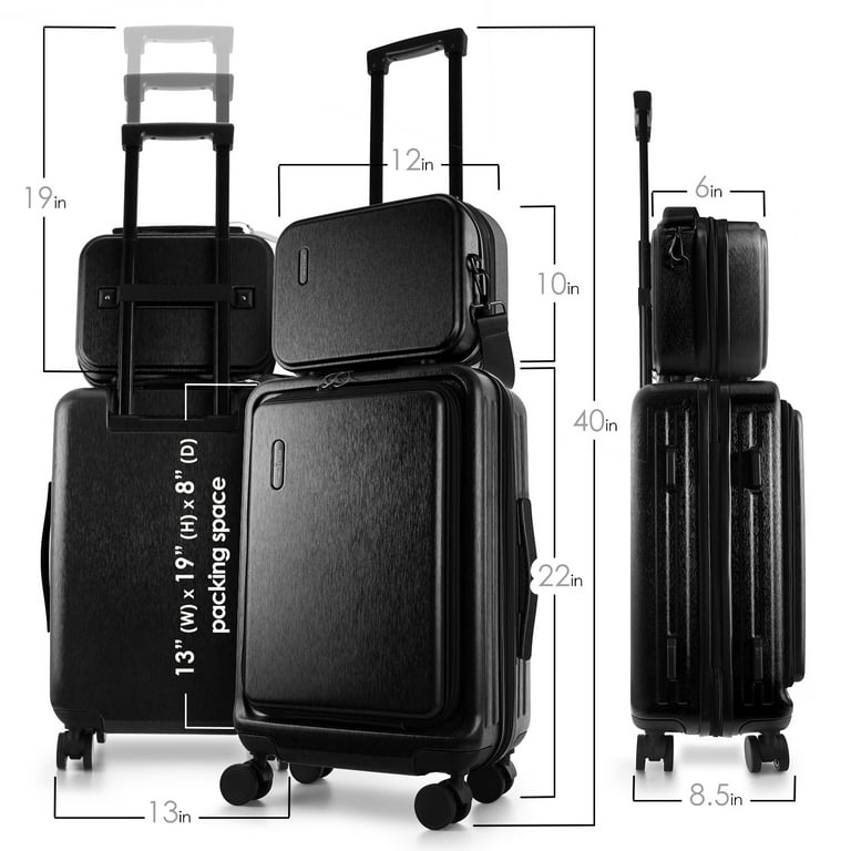 StorageBud 20 inch Hardside Carry-On Expandable Luggage, Front Pocket Luggage Set Spinner Suitcase Set, Black StorageBud 20 inch Hardside Carry-On Expandable Luggage, Front Pocket Luggage Set Spinner Suitcase Set, Black