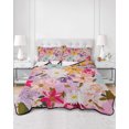 thumbnail image 2 of Quilts Queen Size Bedding Set, Spring Floral Reversible Summer Quilt 3 Pieces, Vintage Oil Painting Botanical Flowers Lightweight Bedspreads Coverlets with 2 Pillow Shams for All Seasons, 2 of 4