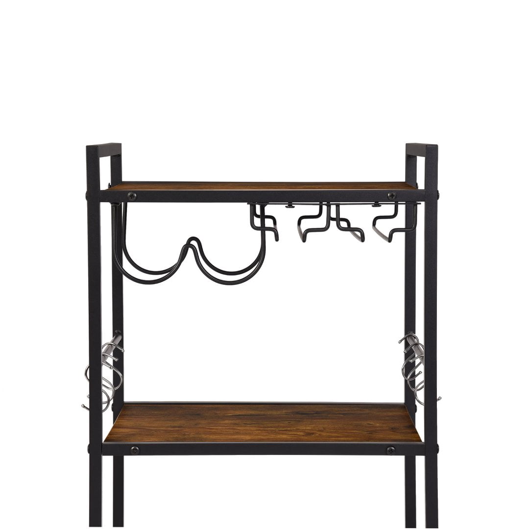 Gewnee Storage Cart with 3-Tier Storage Shelves&Cup Holders&Hooks,Suitable for kitchens and Living Room.Brown