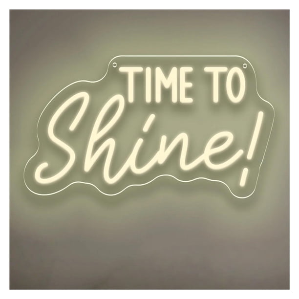 Letrero De Neón Time To Shine Con Luz Regulable Y Alimentación Por USB Para Dormitorio Sala De Estar Club Bar, Fiesta, Decoración De Pared 40.6cmx23cm