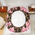 thumbnail image 5 of jejeloiu Pink Bow Tie Queen Sheet Sets,Chic Leopard Print Bed Set For Girls 4 Pieces, 5 of 7
