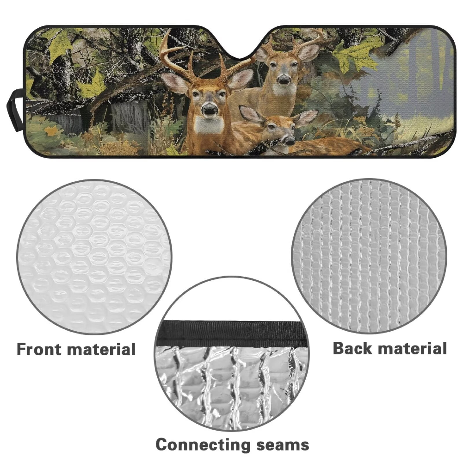 Uorisanigo Windshield Sun Shade, Camo Deer Hunter Car Sunshade Compatible with Jeep Wrangler Rubicon Sahara TJ JK JKU 2 Door & 4 Door, UV Rays Blocker Sun Visor Shade Keep Vehicle Cool
