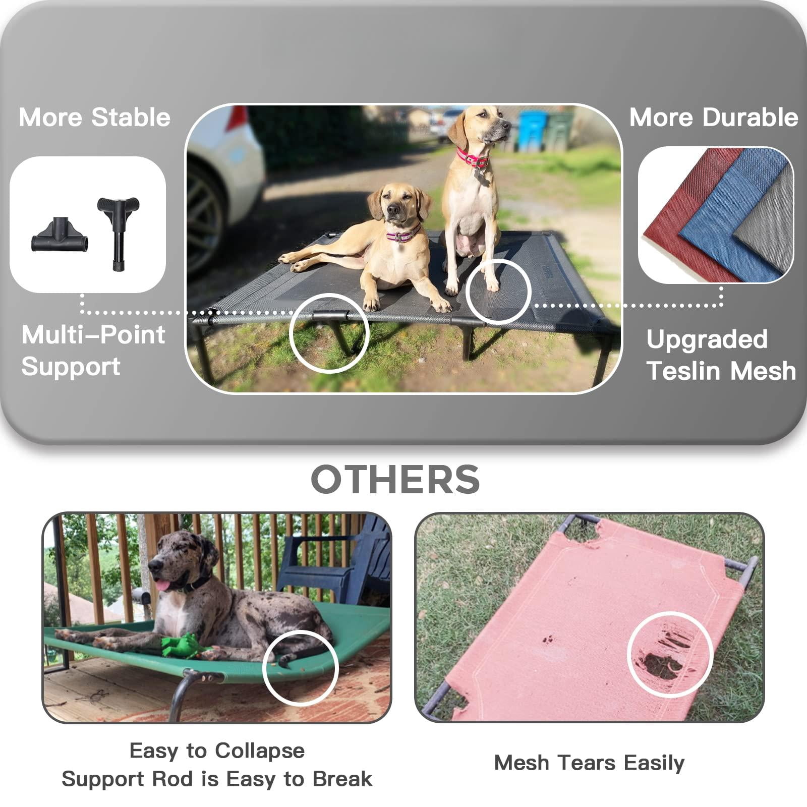 Elevated Dog Bed For Medium Dogs  Dual Support With Teslin Mesh Portable Waterproof Pet Indoor/outdoor Use 30x23x6.3 Inch Grey