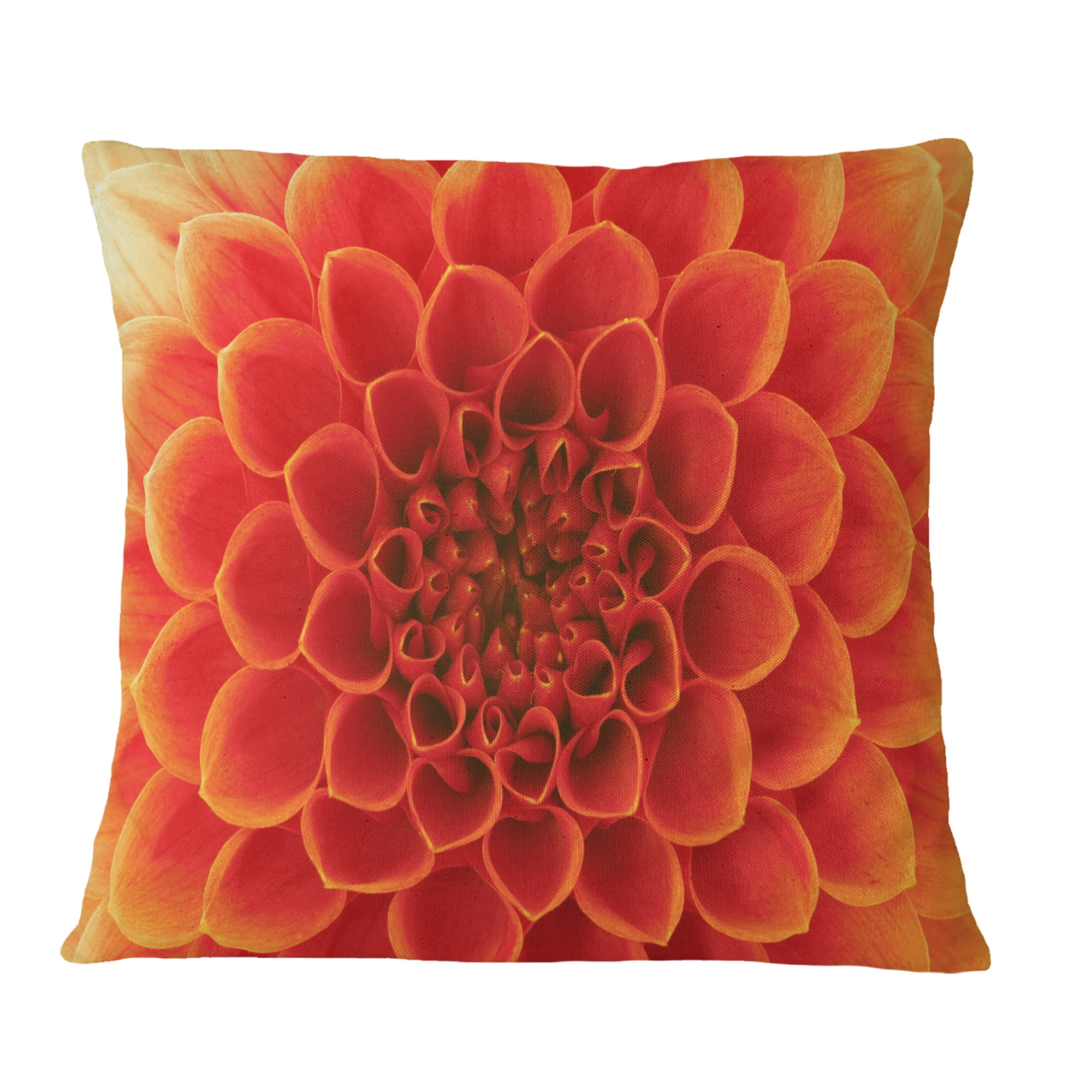 Designart Orange Abstract Flower Petals - Floral Throw Pillow - 16x16