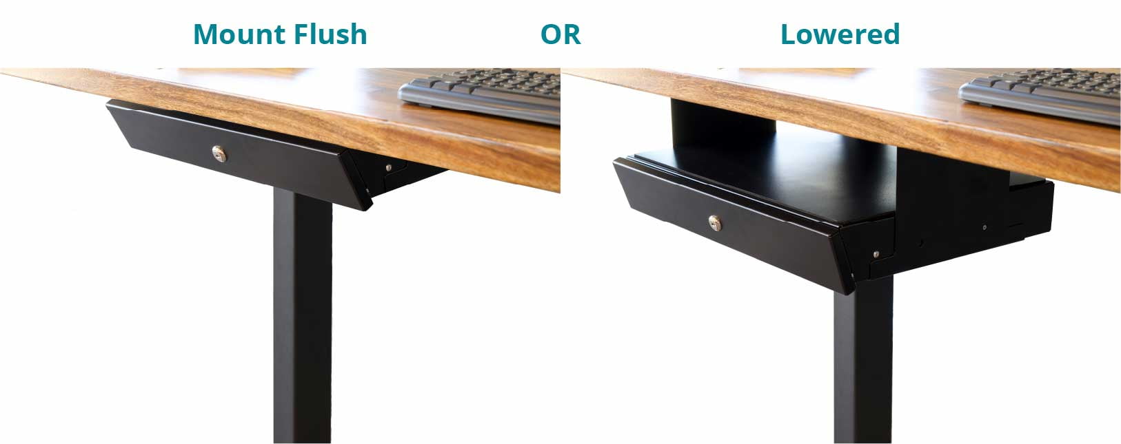 Stand Up Desk Store Add-On Office Sliding Under-Desk Drawer Storage Organizer for Standing Desks (Black, Lockable with Padded Laptop Shelf)