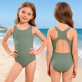 thumbnail image 5 of JAJAHO One Piece Swimsuit For Girls Racerback Athletic Training Solid Color Bathing Suit Full Coverage Swimwear For Kids 3-14 Years, 5 of 7