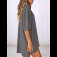 thumbnail image 4 of Traje Casual de Dos Piezas para Mujer, Camisa Holgada de Verano, Pantalones Cortos de Ciclismo, Ropa de Viaje para el Aeropuerto. Gris L, 4 of 7