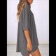 thumbnail image 4 of Traje Casual de Dos Piezas para Mujer, Camisa Holgada de Verano, Pantalones Cortos de Ciclismo, Ropa de Viaje para el Aeropuerto. Gris XXXL, 4 of 7