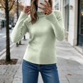thumbnail image 4 of cocolona Womens Mock Neck Thin Sweater Solid Color Flare Sleeve Trendy Slim Basic Layer Sweater Ribbed Knit Fall Tops, 4 of 7