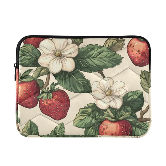FORMRS 13"-13.3" Laptop Sleeve Protective Case Soft Carrying Quilted Computer Bag Cover, Beige Strawberry