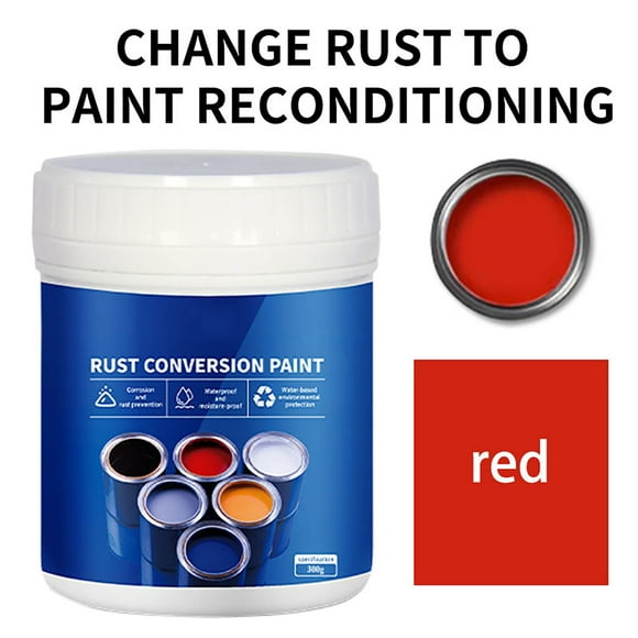 Ampiyan Water-Based Rust Prevention Paint, 300g Anti-Corrosion Metal Coating with 6 Colors, Multi-Surface Protection for Steel/Iron Furniture & Industrial Equipment (Red)