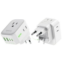 EPICKA Hybrid European Travel Plug Adapter 2 Packs Type C VisaPlug 8-IN-1 International Power Adapter