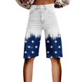 thumbnail image 2 of Stephy Flare Denim Shorts for Women Wide Leg Denim Shorts Woman Vintage Floral Print High Waisted Straight Stretch Pants with Pockets, Pink, 4XL, 2 of 4