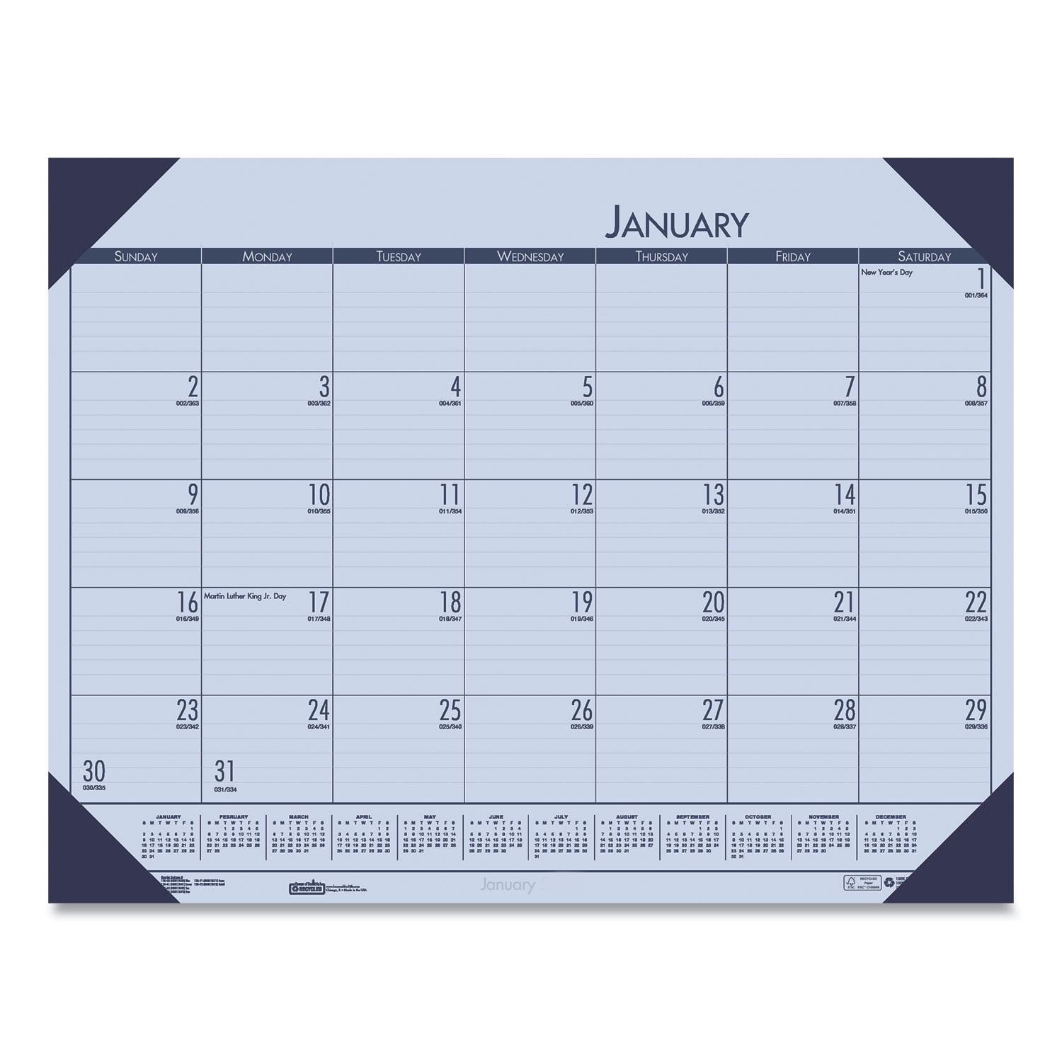 House of Doolittle Recy EcoTones Sunset Orchid Monthly Desk Pad Calendar 22 x 17 2022 12473
