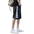 thumbnail image 1 of Unisex Basketball Side Buckle Training Pants - Full-Open Button Design, Polyester Spandex Sports Shorts, 1 of 4
