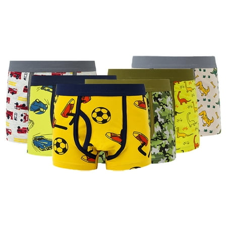 

KYAIGUO 2-12T Baby Boys Performance Boxer Briefs Dinosaur Cartoon Four Corner Shorts Panties Cotton Underpants for Kids Toddler 5PCS