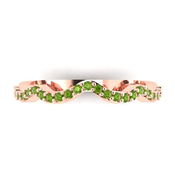 0.23 ctw Wedding Band for Women - 18K Rose Gold Natural Peridot Stackable Eternity Ring