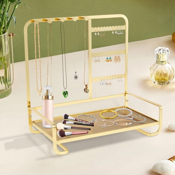 Organizador de Joyas Exhibidor de Joyas Estante de Exhibición de Pulseras de Moda Bandeja de Joyas Estante Dorado