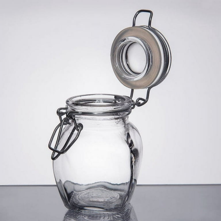 American Metalcraft (HMMJ4) 4 oz. Glass Mini Hinged Apothecary Jar