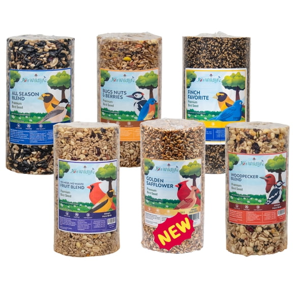 JCS Wildlife Premium Bird Seed Cylinder Variety Pack (Small Cylinder 6-Pack)