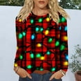 thumbnail image 4 of asdoklhq Mock Neck Tops for Women Christmas Christmas Women's Fashion Tees Casual Round Neck Loose T Shirt Long Sleeve Christmas Print Shirt Multicolor XL, 4 of 6