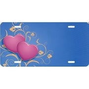 Pink Hearts Offset On Blue With Filigree Plate