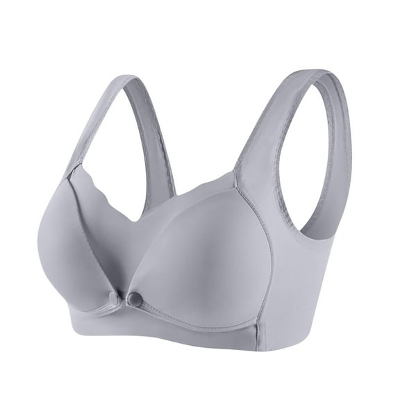 LYEAA Breastfeeding Bras for Women Plus Size Wireless Maternity Nursing Bras Pregnant Seamless Solid Openable Breathable Bras Comfort Push Up Sleep Bras Blue L