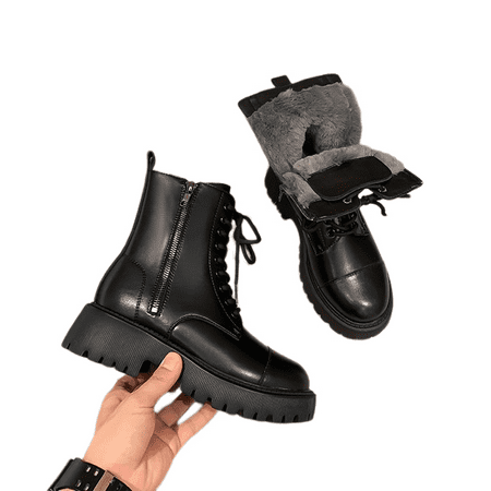 

Women s Waterproof Winter Warm Snow Boots Comfortable Outdoor Flat Mid Boots Black