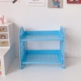 thumbnail image 1 of Kitchen Bathroom Cosmetics 2 Layer Desktop Shelf Side Guardrail Design Foldable Double Layer Stacking Cosmetic Stationery Storage HolderBlue, 1 of 1