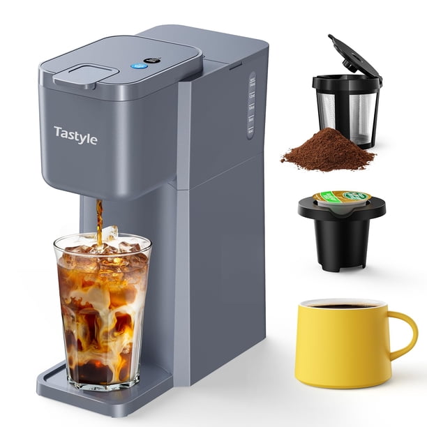 Cafetera Tastyle Mini, caliente y helada, de una sola porción, gris
