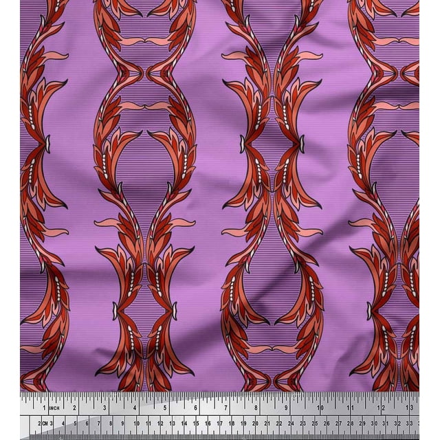 Soimoi Poly Georgette Fabric Stripe & Ogee Damask Decor Fabric Printed Yard 42 Inch Wide