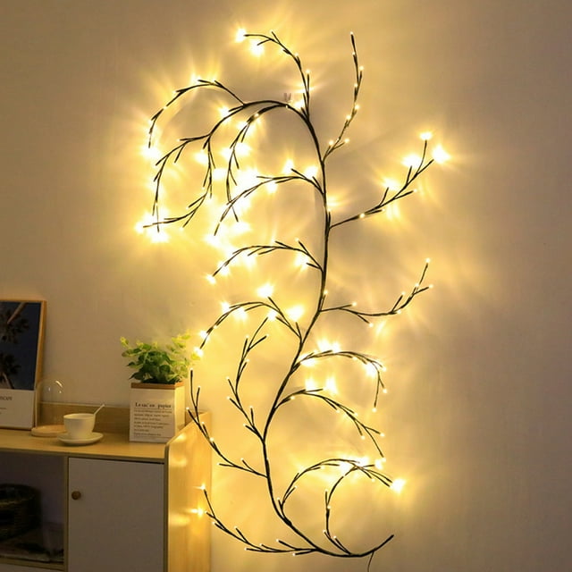 Encantadora linterna de vid de sauce, vid flexible decorativa navideña con luz.