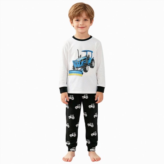 Kaprioy Boys Pajamas Fall Winter Toddler Boy Pajamas Cotton Pjs Set Kids Dinosaur 2 Piece Long Sleeve Sleepwear
