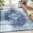 thumbnail image 3 of CAROMIO Boho Vintage Rug for Bedroom Machine Washable Throw Rug Low Pile Soft Carpet Non Slip Accent Rug for Dinning Room Living Room, 9' x 12' Blue, 3 of 6