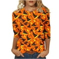 thumbnail image 2 of Kilaqueen Halloween Shirts for Women 3/4 Sleeve Crew Neck Funny Print Halloween Costumes Tunic Tops Vintage Festival Tops, 2 of 5