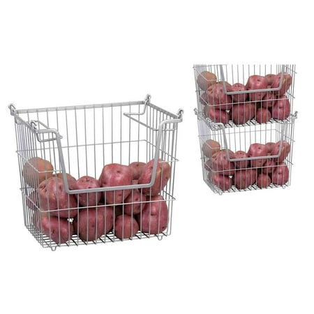 Home Basics Large Stainless Steel Stackable Basket