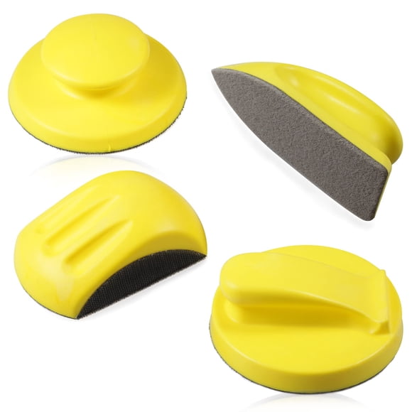 SPEEDWOX Lot de 4 Blocs de Ponçage à Main de 5 Pouces Ronds et en Forme de Souris avec Crochet et Boucle, Comprenant une Brosse de Nettoyage, une Plaque de Support pour Crochet pour Meubles en Bois