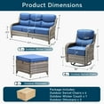 thumbnail image 7 of Unnifurnzi 7 Pieces Patio Furniture-All Weather Wicker Outdoor Swivel Chairs Set of 4 High Back Patio Sofa with Outdoor Footstool Outdoor Patio Furniture for Deck Porch Poolside Balcony-Gray/Blue, 7 of 7