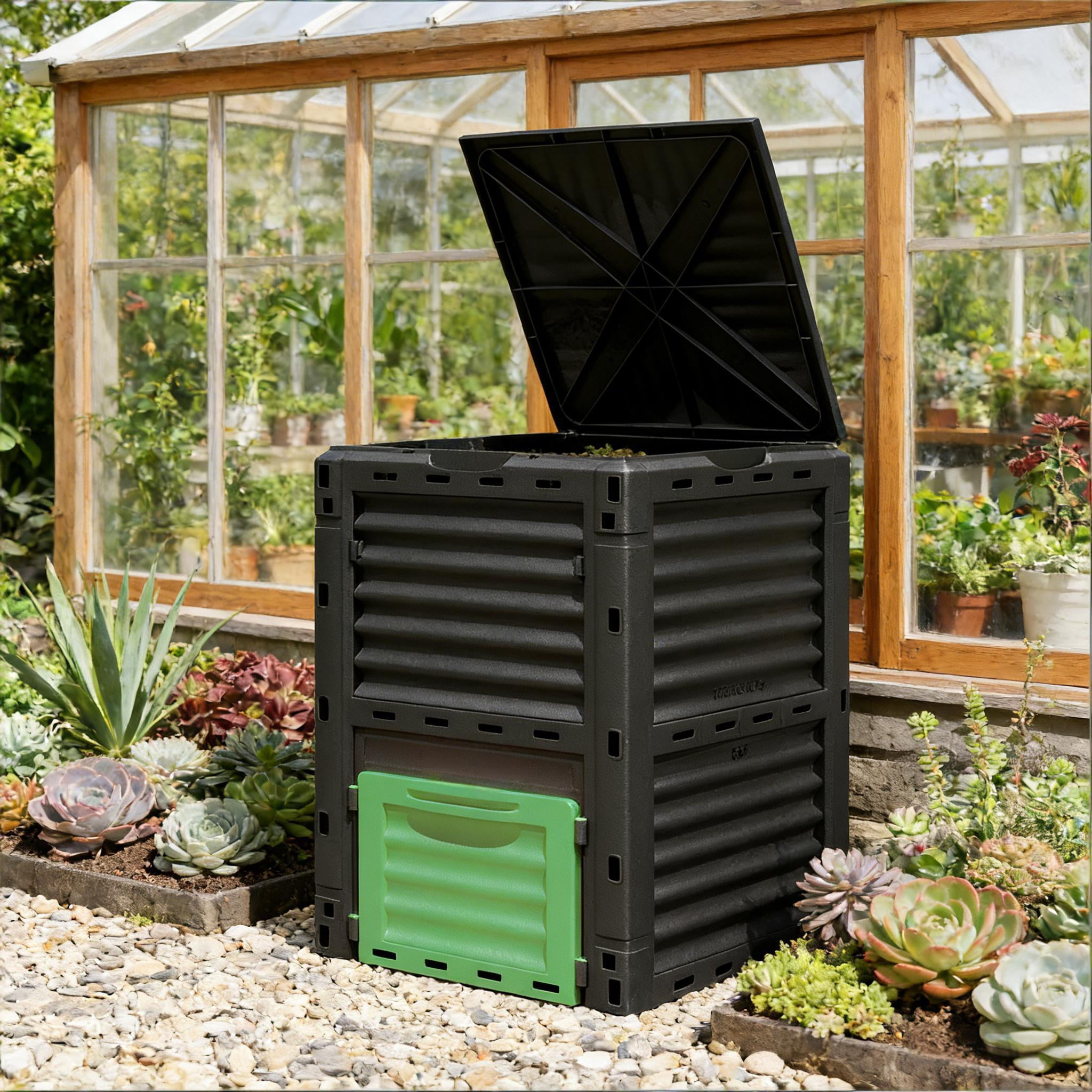 80 Gallon Outdoor Compost Bin, PP Garden Composter with Ventilation System & Snap-On Lid, Tool-Free Assembly Waste Turn Fertile Soil Box