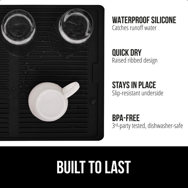 Gorilla Grip Silicone Dish Drying Mat, 13x11, Black photo 2